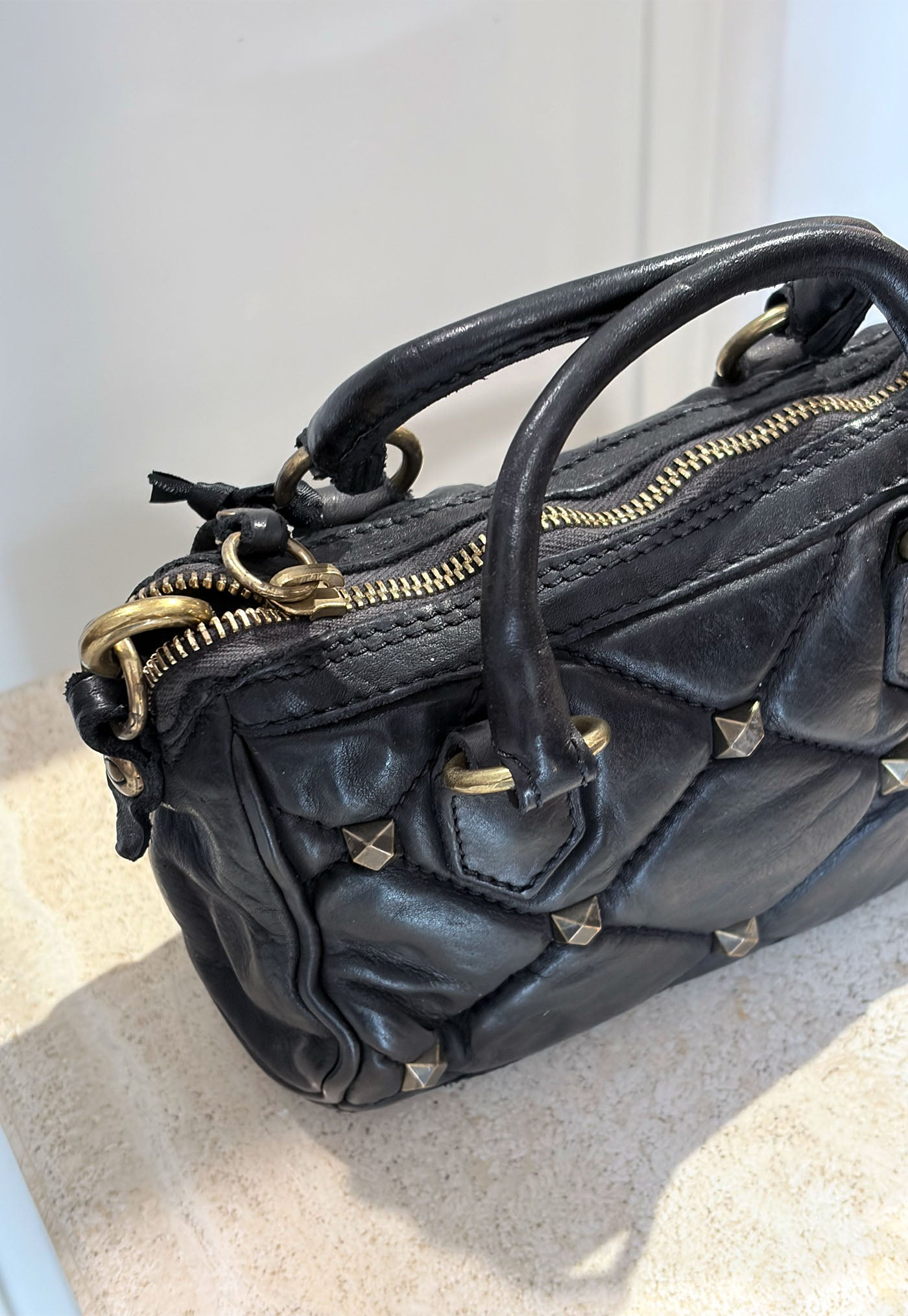 Ricciarda Small Bowling Bag - Black