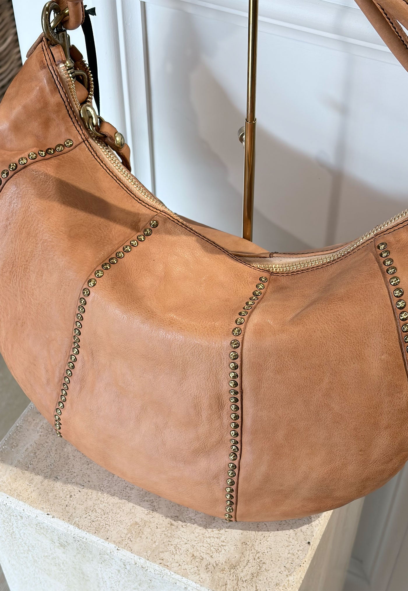 Sole Studded Shoulder Bag - Hazelnut