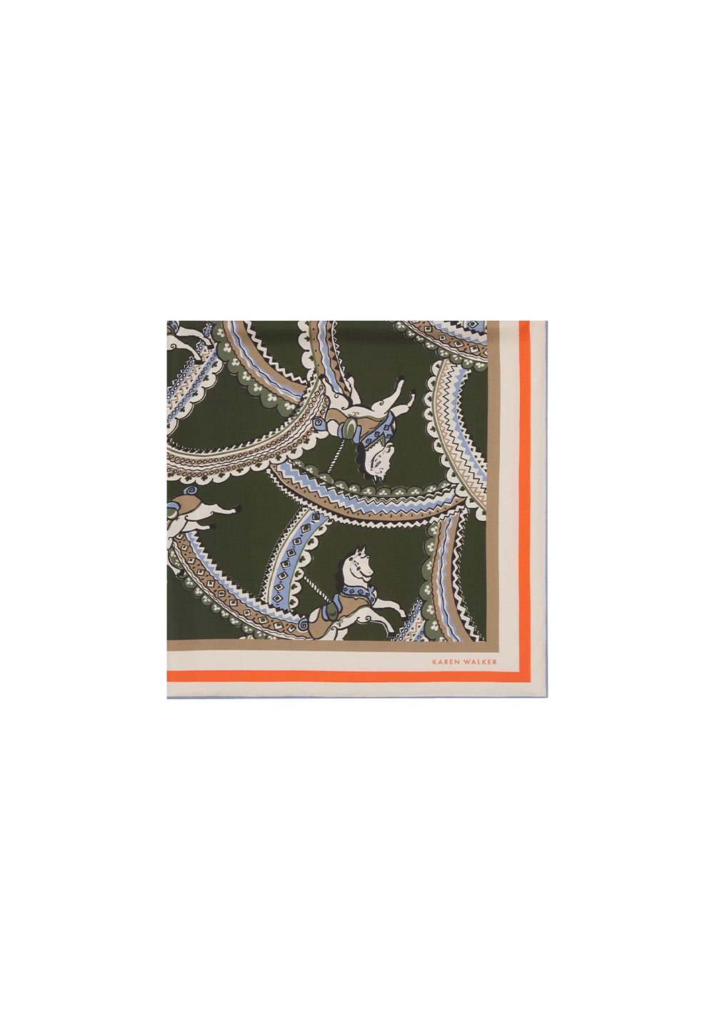 Carousel Classic Silk Scarf - Olive Multi