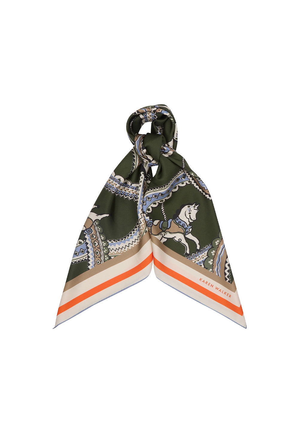 Carousel Classic Silk Scarf - Olive Multi