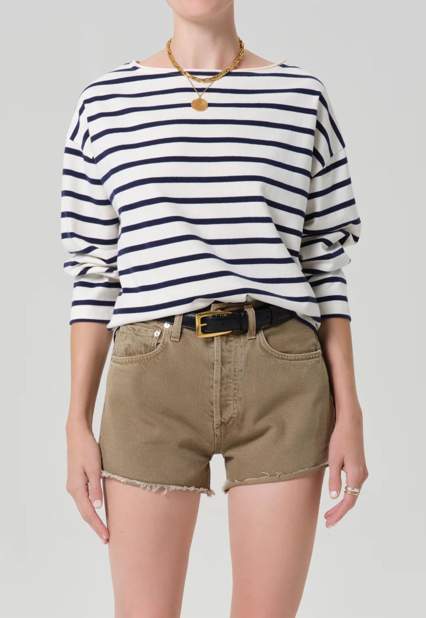 Boat Neck Long Sleeve - Marine Stripe