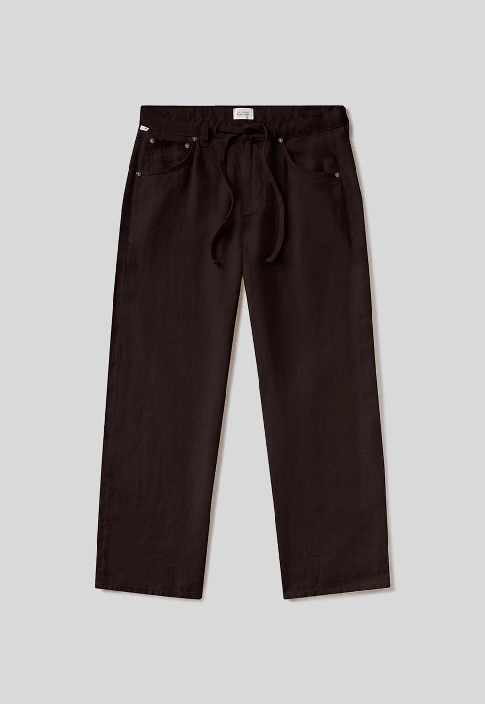 Brynn Drawstring Linen Trouser - Chocolate