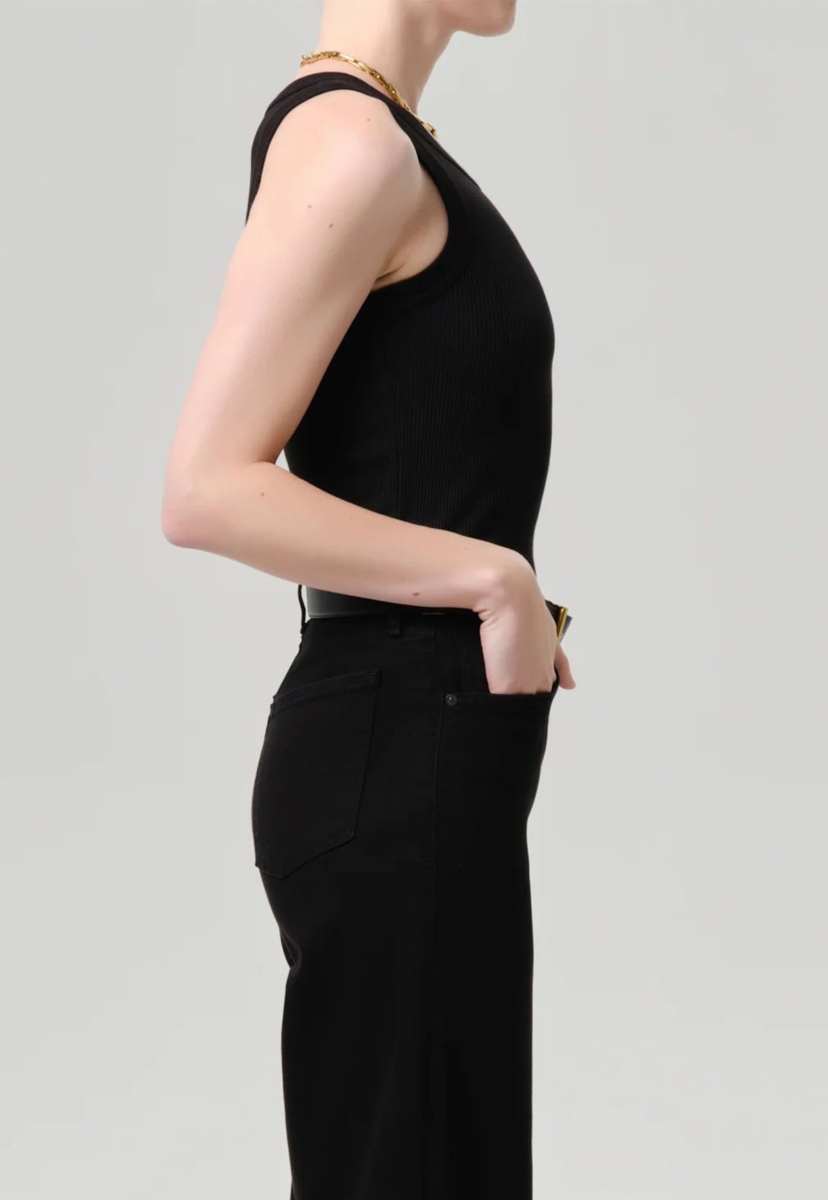 Isabel Rib Tank - Black