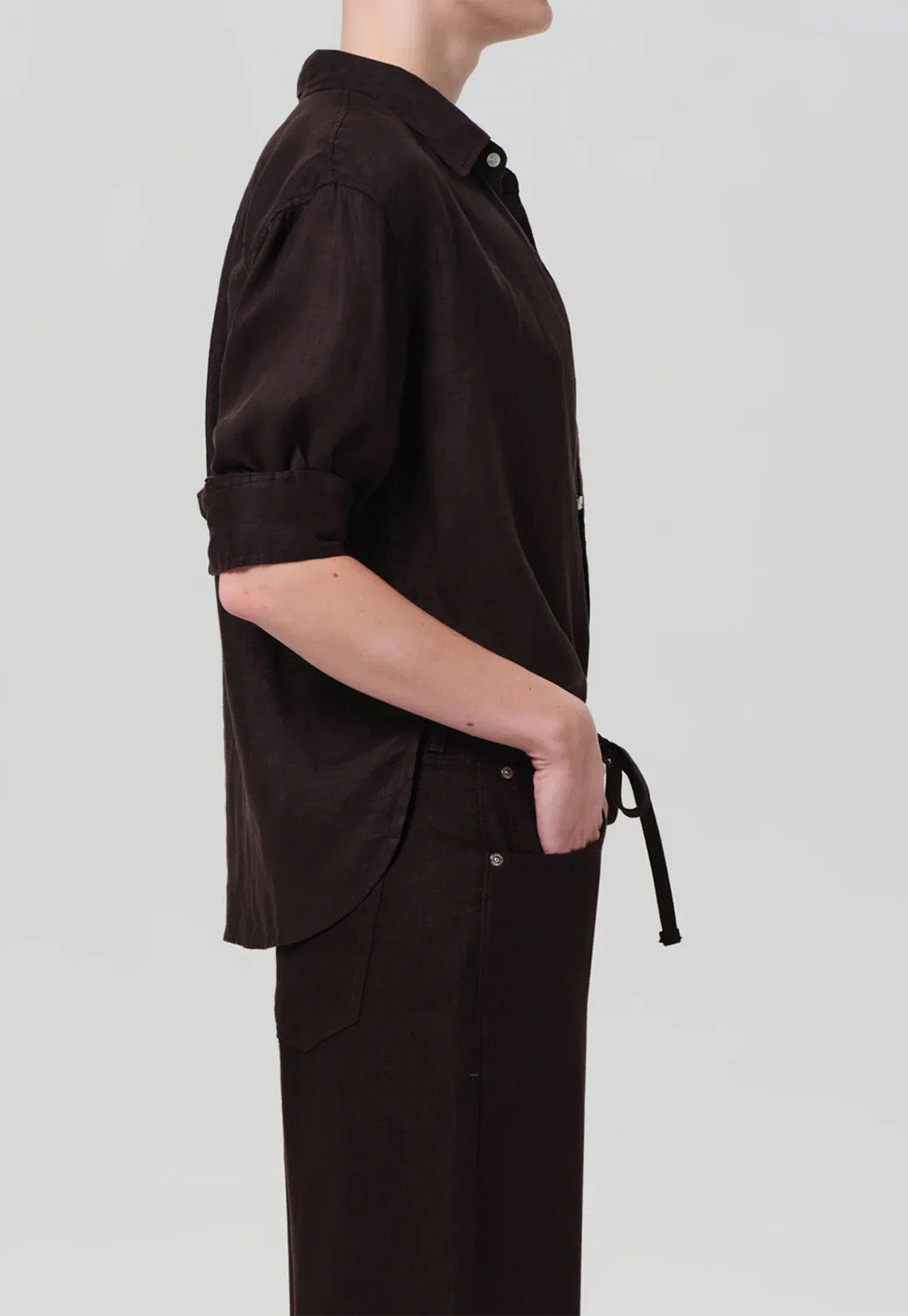 Kayla Shrunken Shirt - Chocolate