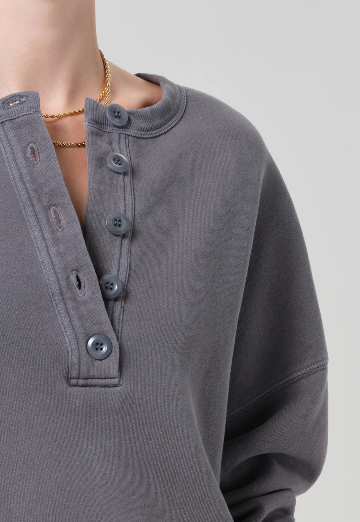 Rhomboid Henley - Dark Grey