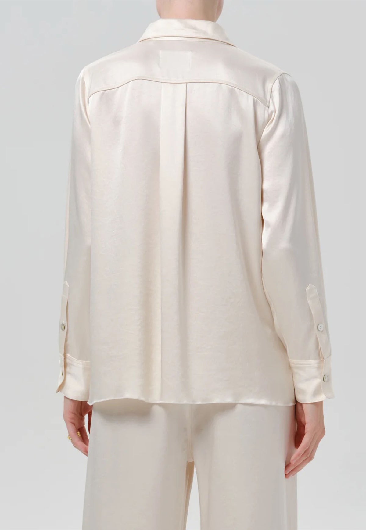 Tullah Japanese Hammered Satin Shirt - Cream