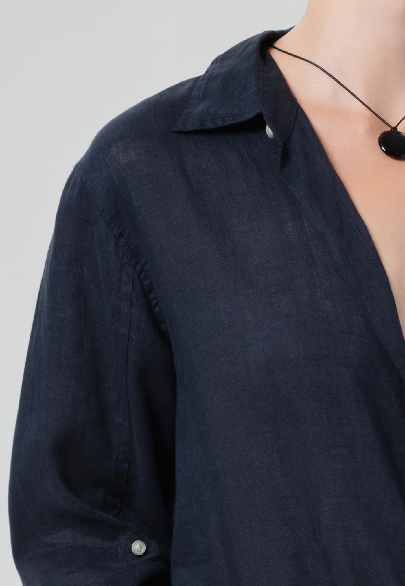 Kayla Shrunken Linen Shirt - True Navy