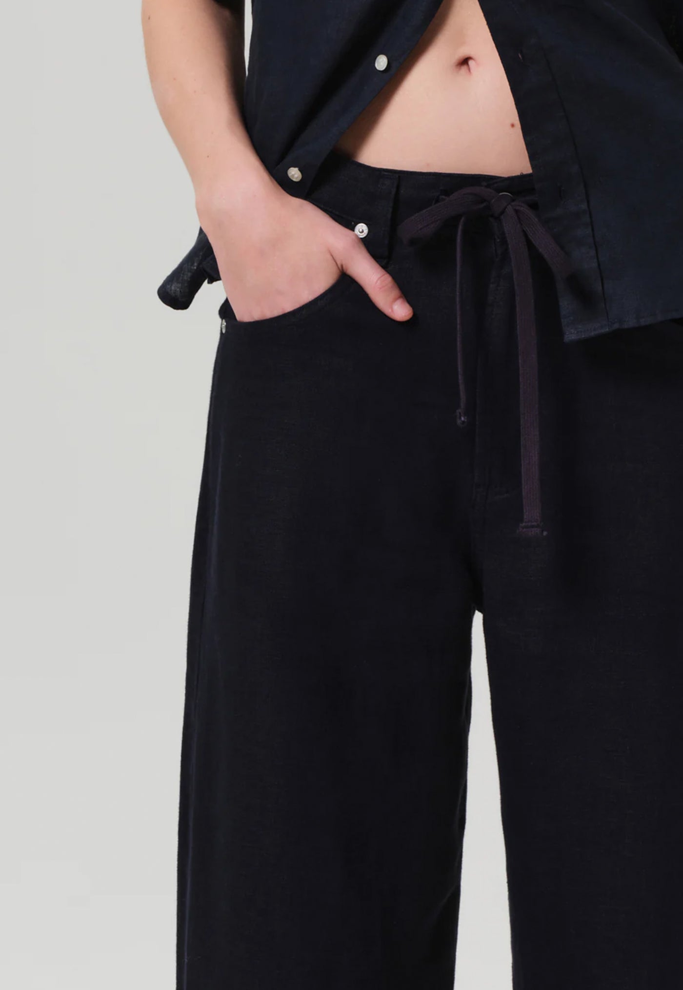 Brynn Drawstring Linen Trouser - True Navy