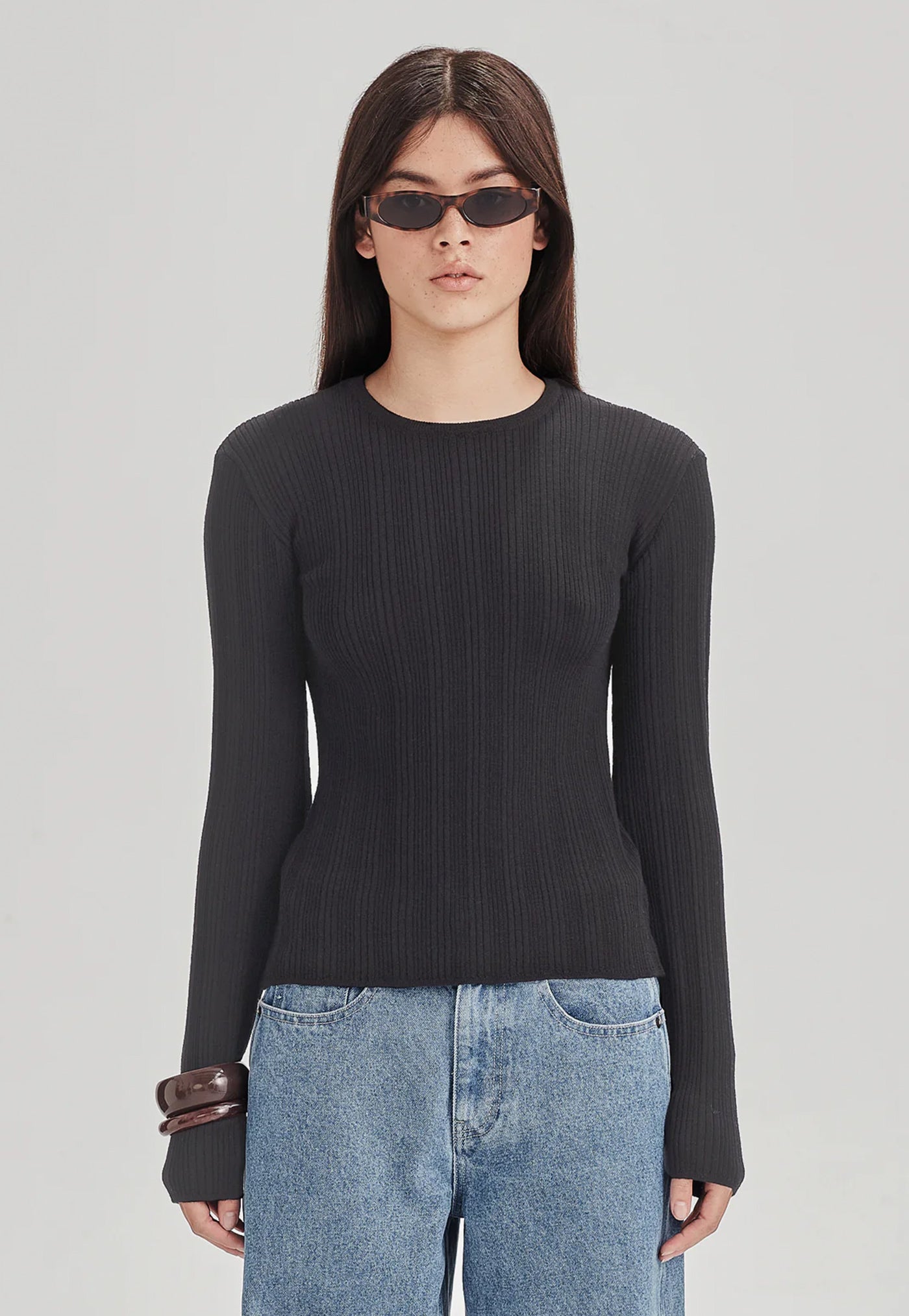 Superfine Wool Base Knit L/S - Charcoal