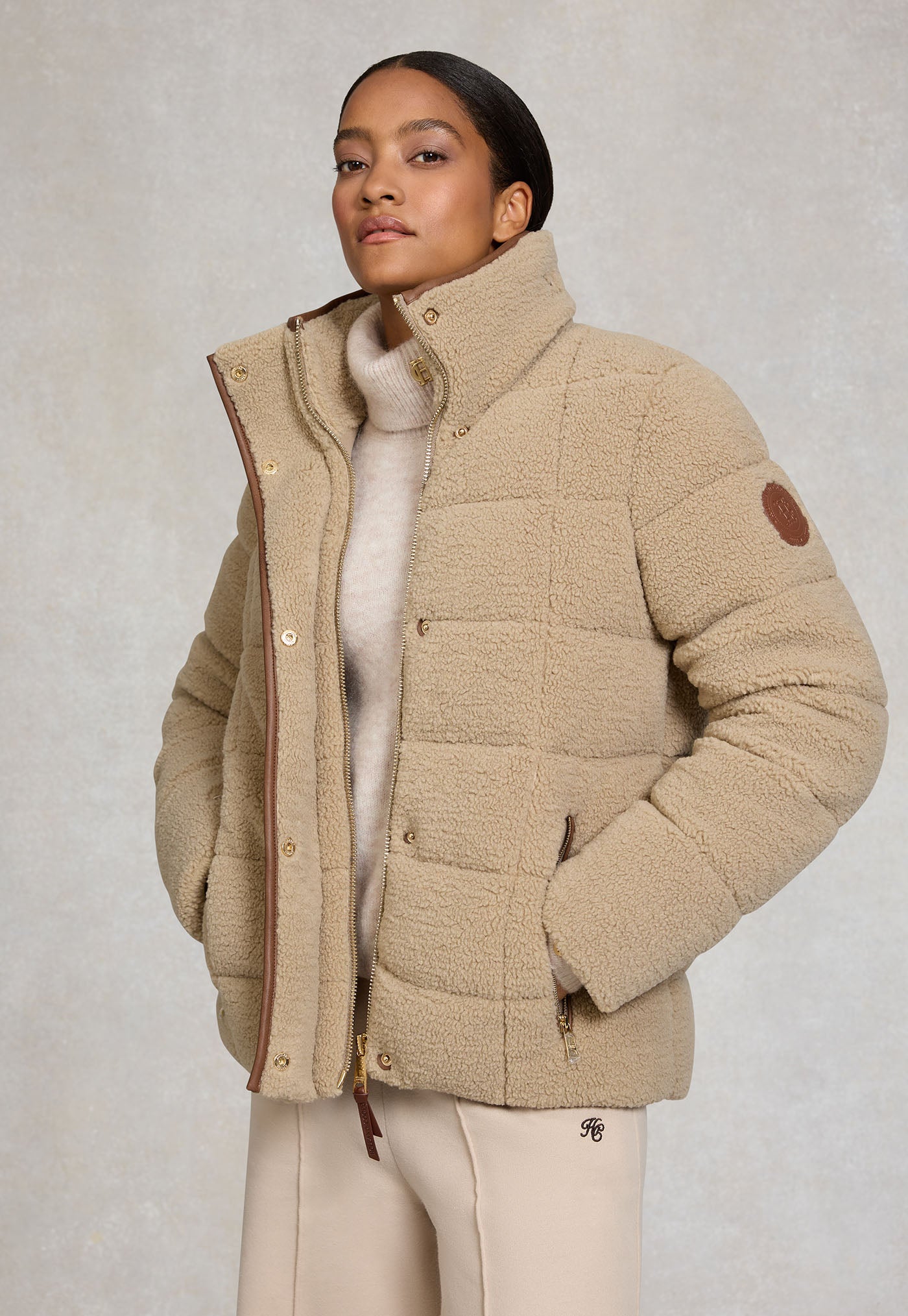Crawford Padded Jacket - Natural Borg