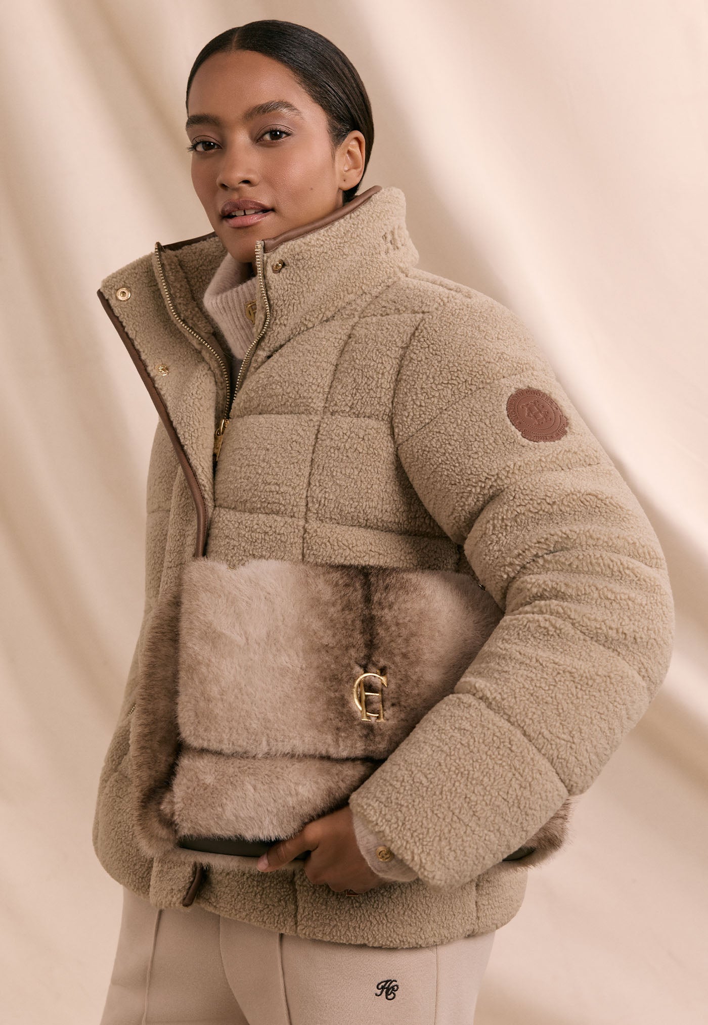 Crawford Padded Jacket - Natural Borg