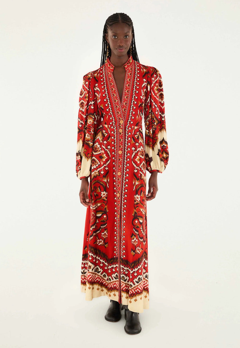 Ainika Pineapple Maxi Dress - Ikat Cream