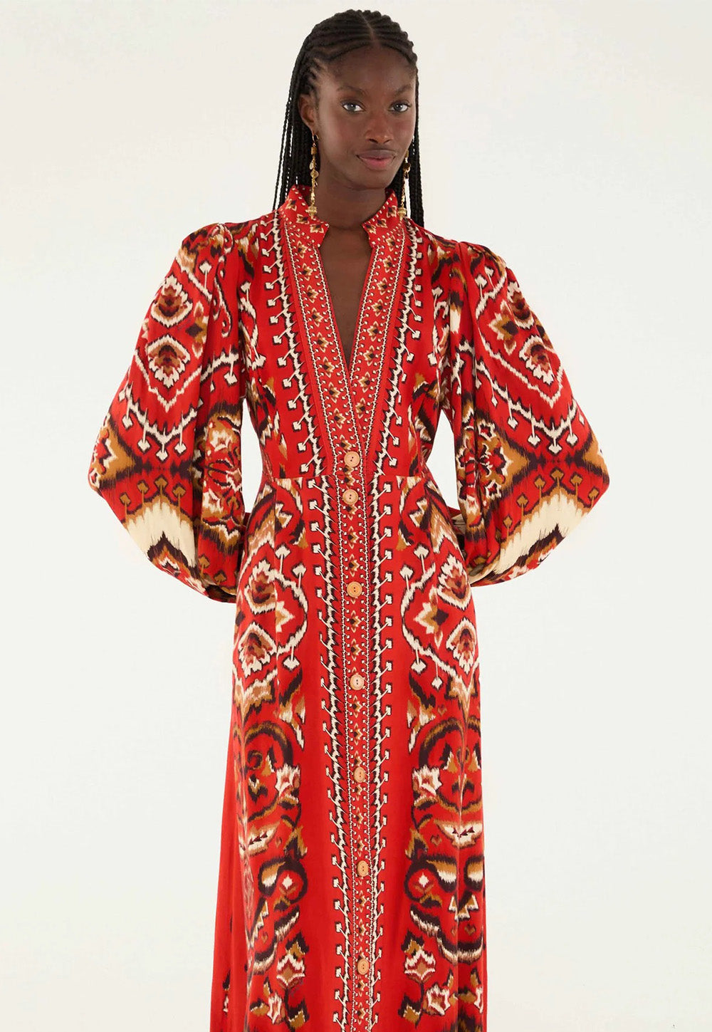 Ainika Pineapple Maxi Dress - Ikat Cream