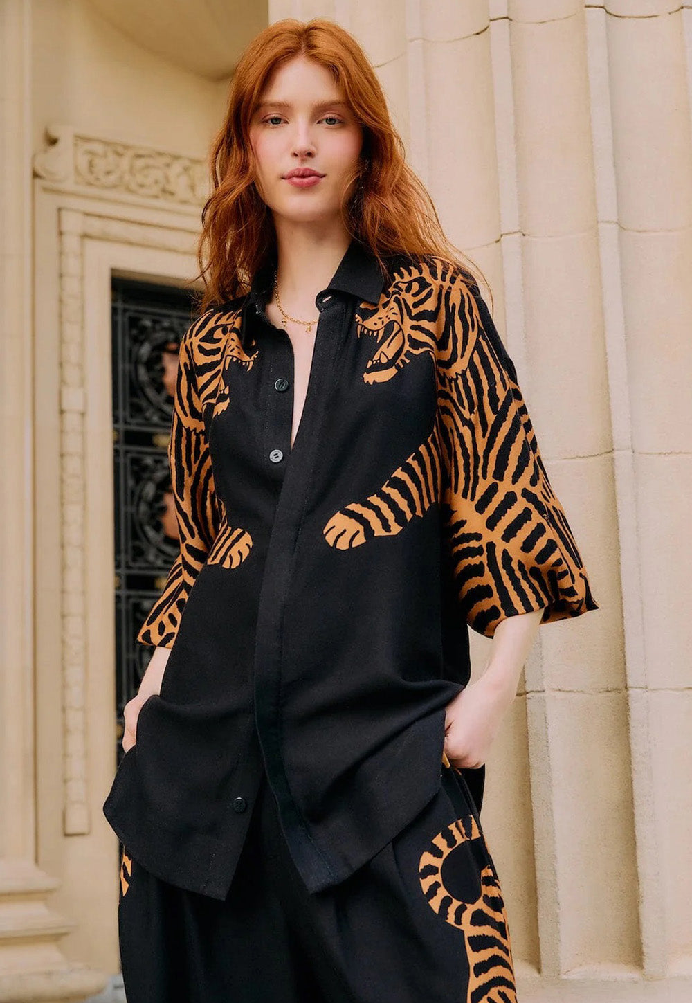 Black Tiger Long Sleeve Shirt - Black