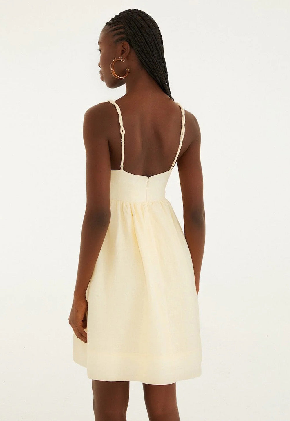 Coconut Tree Embroidered Mini Dress - Sand