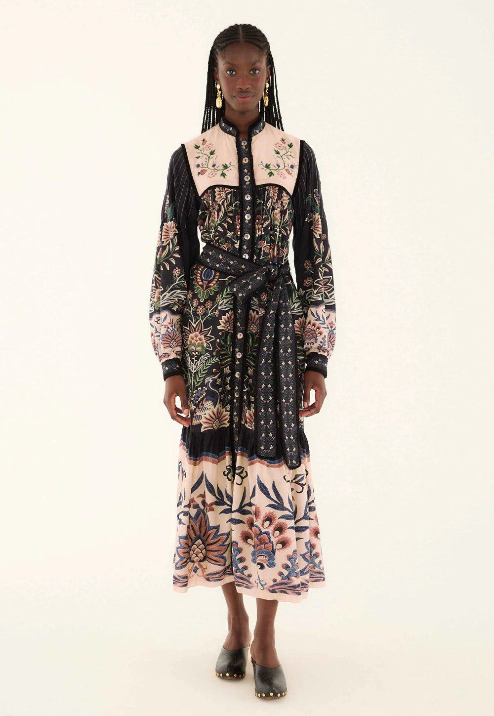 Marvelous Garden Long Sleeve Maxi Dress - Black