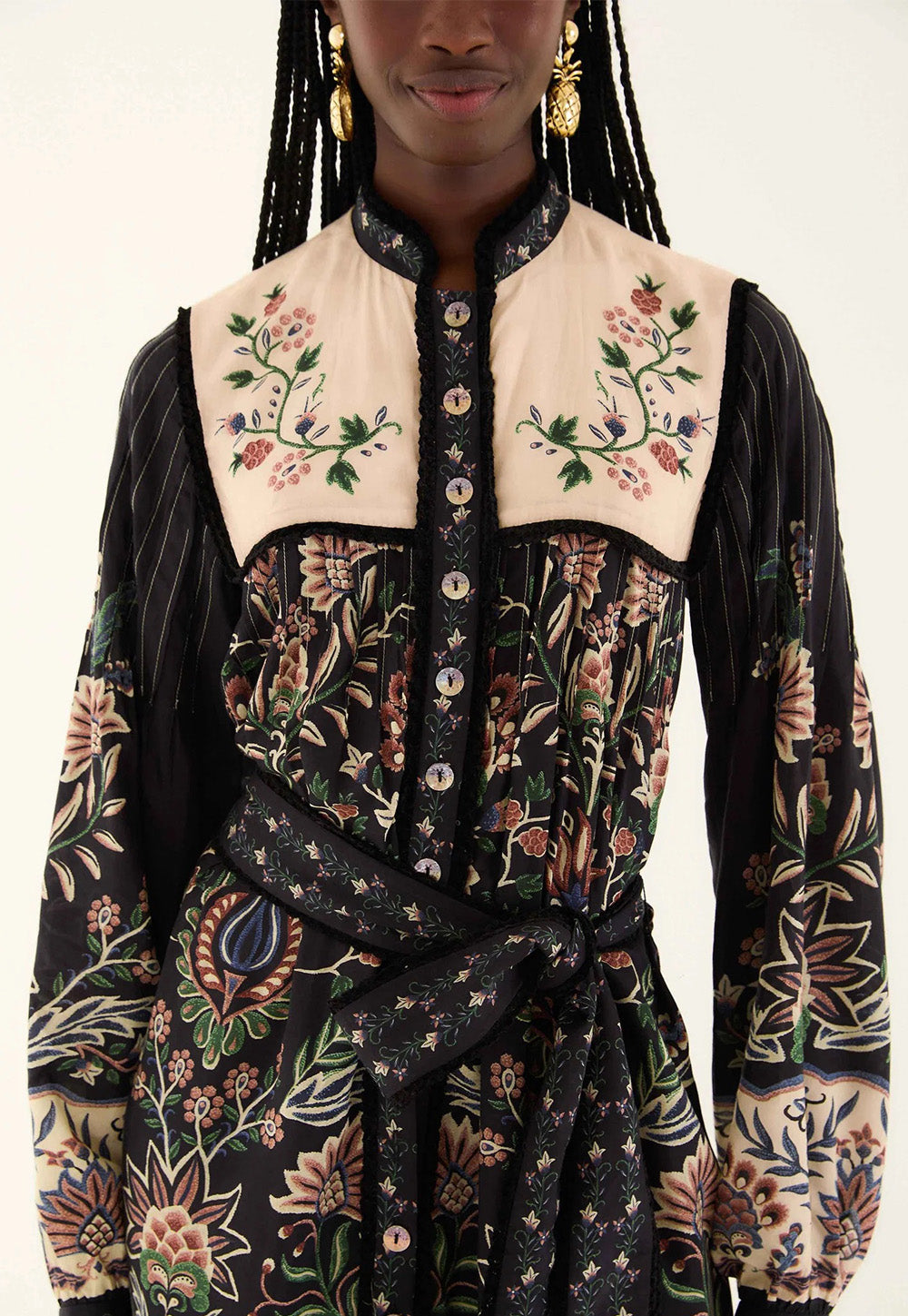 Marvelous Garden Long Sleeve Maxi Dress - Black