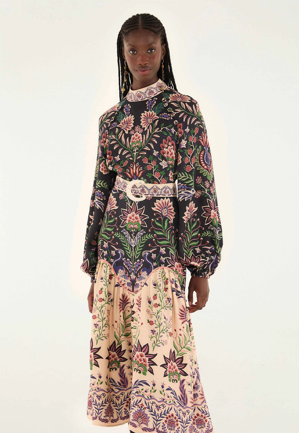 Marvelous Garden Midi Dress - Black