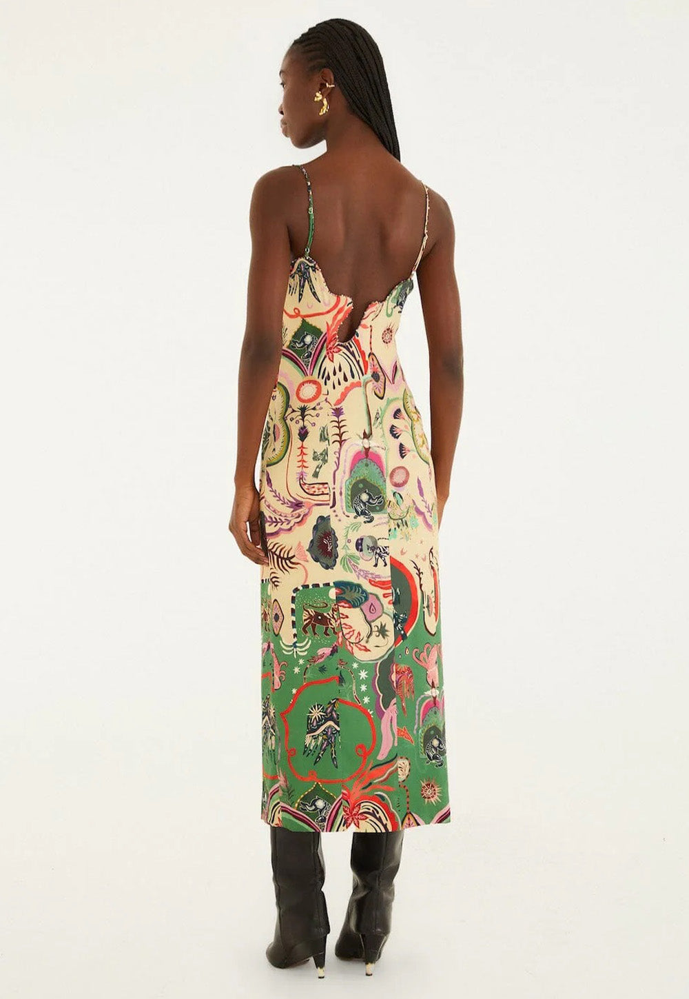 Sleeveless Midi Dress - Artsy Surreal Land Beige