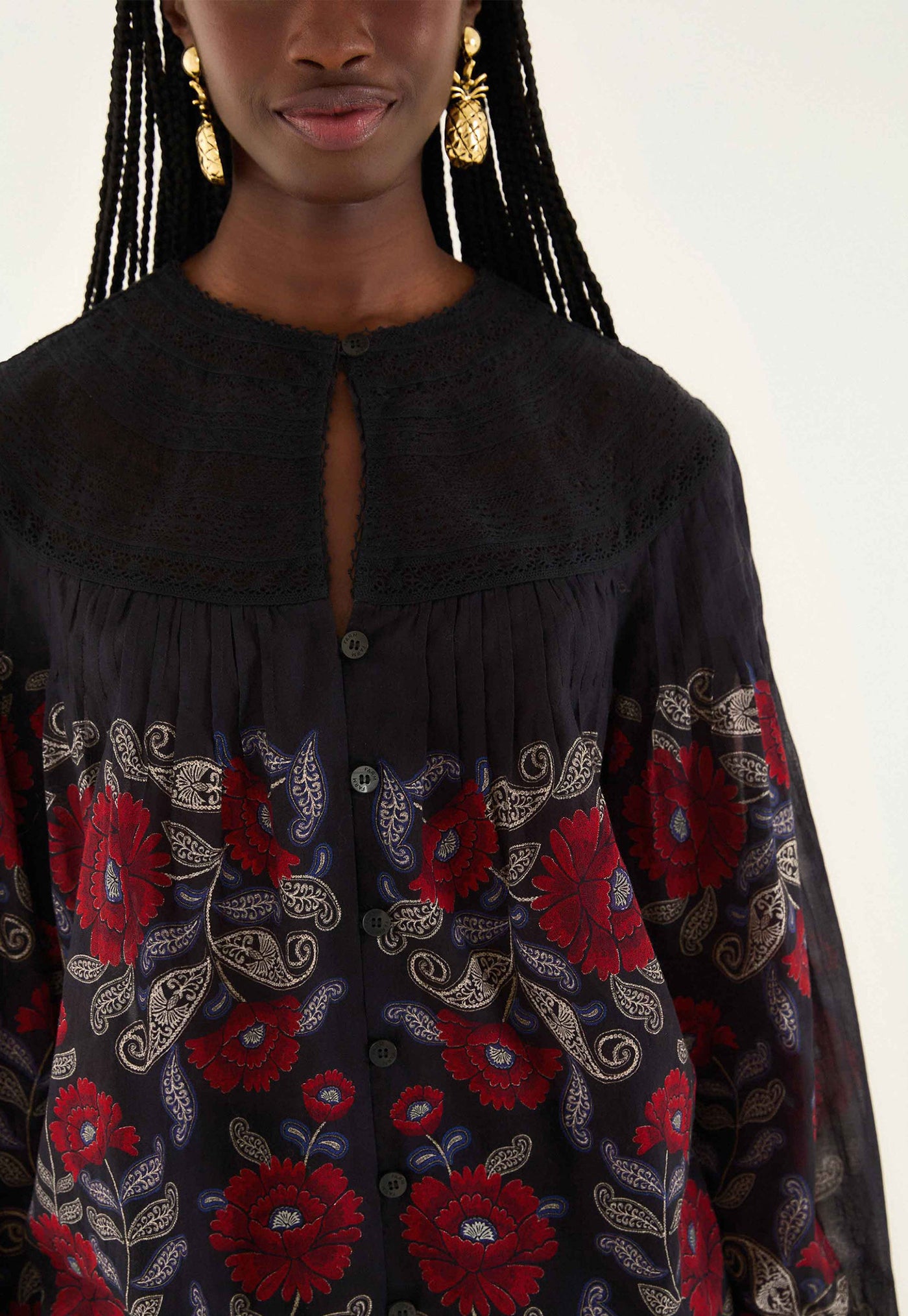 Valentina Long Sleeve Blouse - Black
