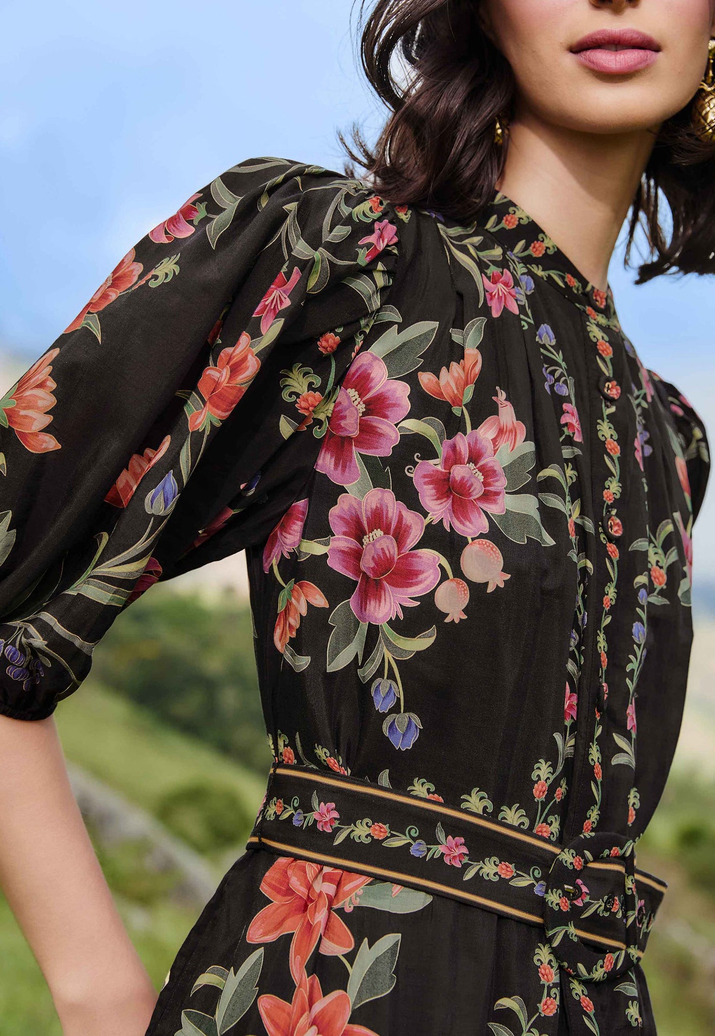Belle Garden Mini Dress - Black