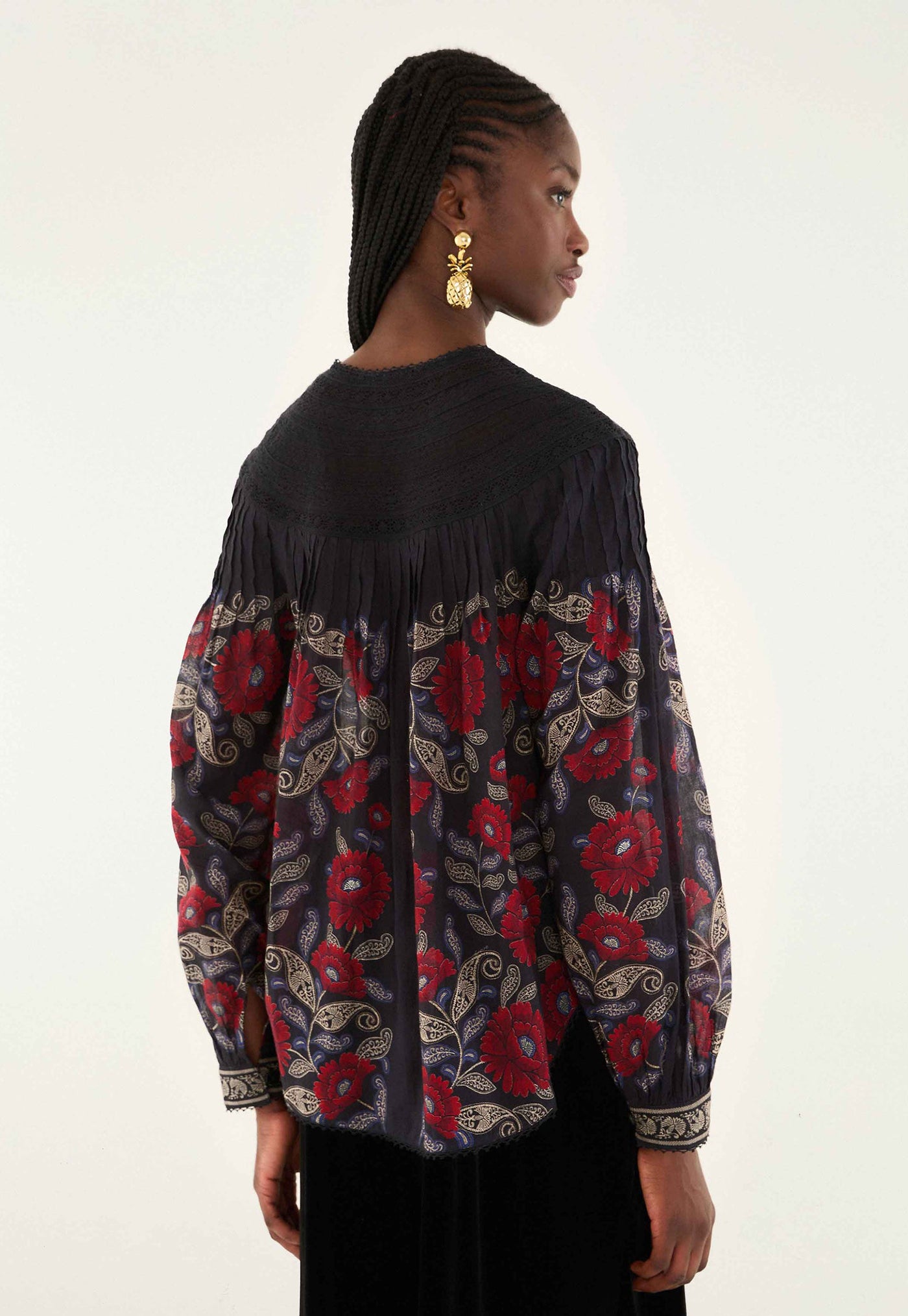 Valentina Long Sleeve Blouse - Black