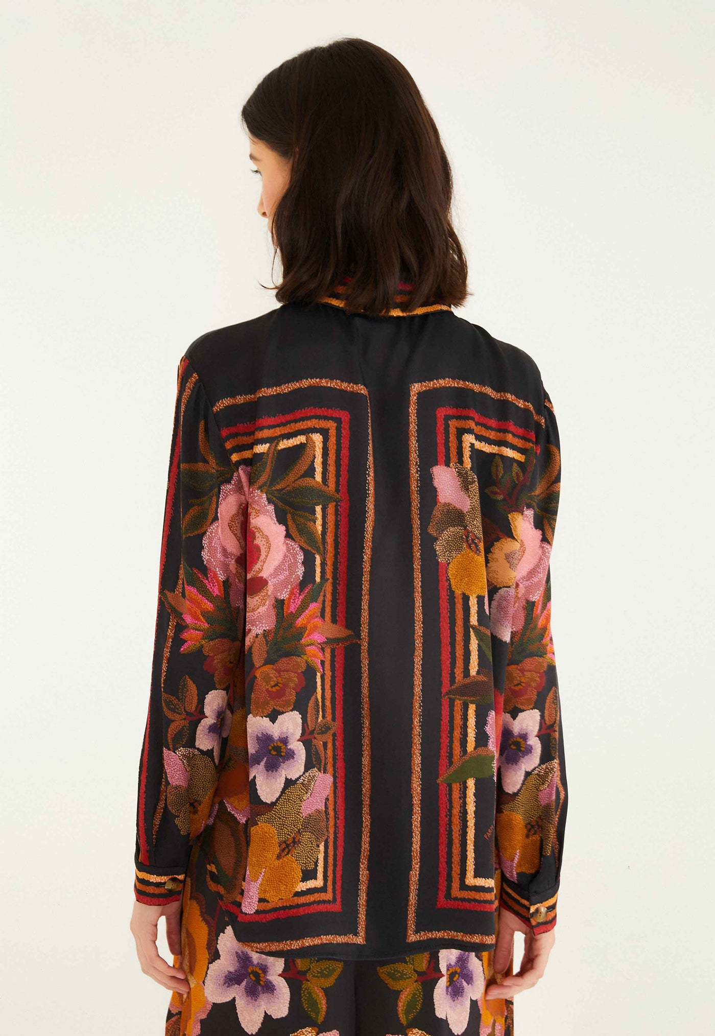 Chenille Flower Shirt - Black