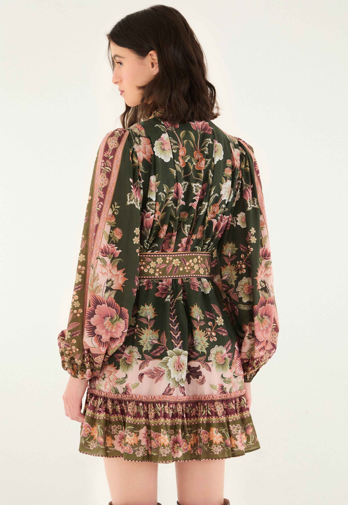 Flowering Garden Mini Dress - Tree Green