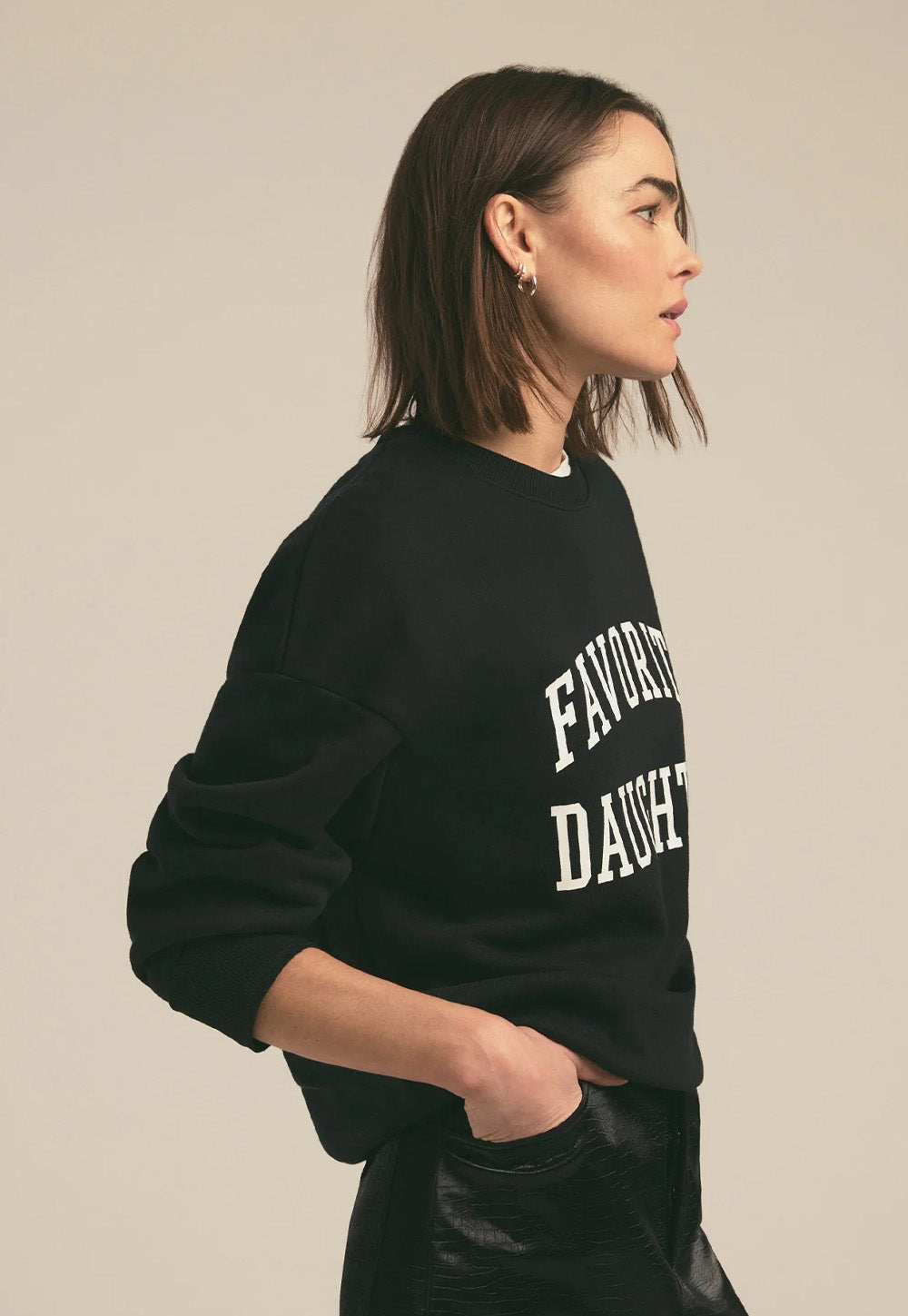 Collegiate Sweatshirt - Black w/ White