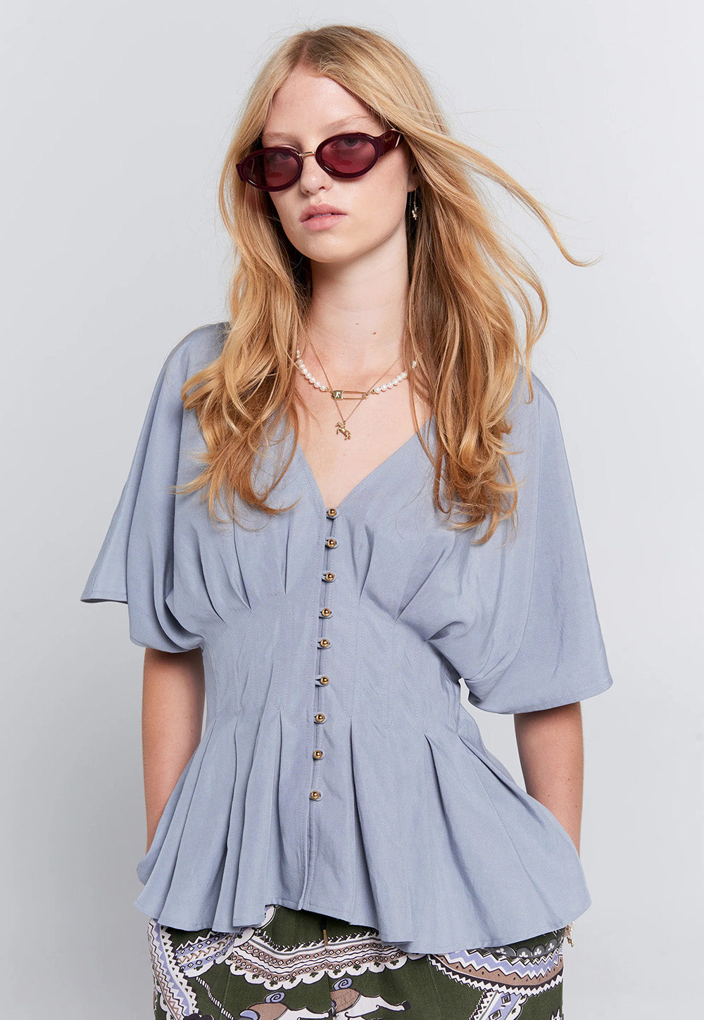 Florence Top - Steel Blue