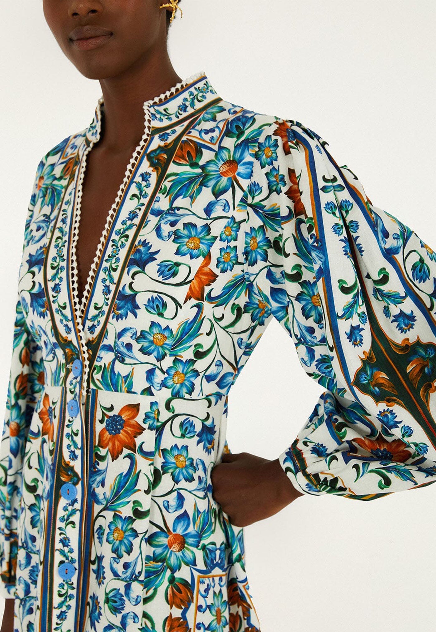 Flora Tile Maxi Dress - Off-White