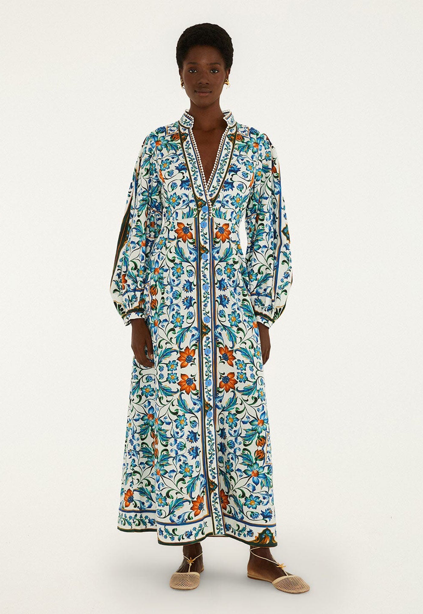 Flora Tile Maxi Dress - Off-White