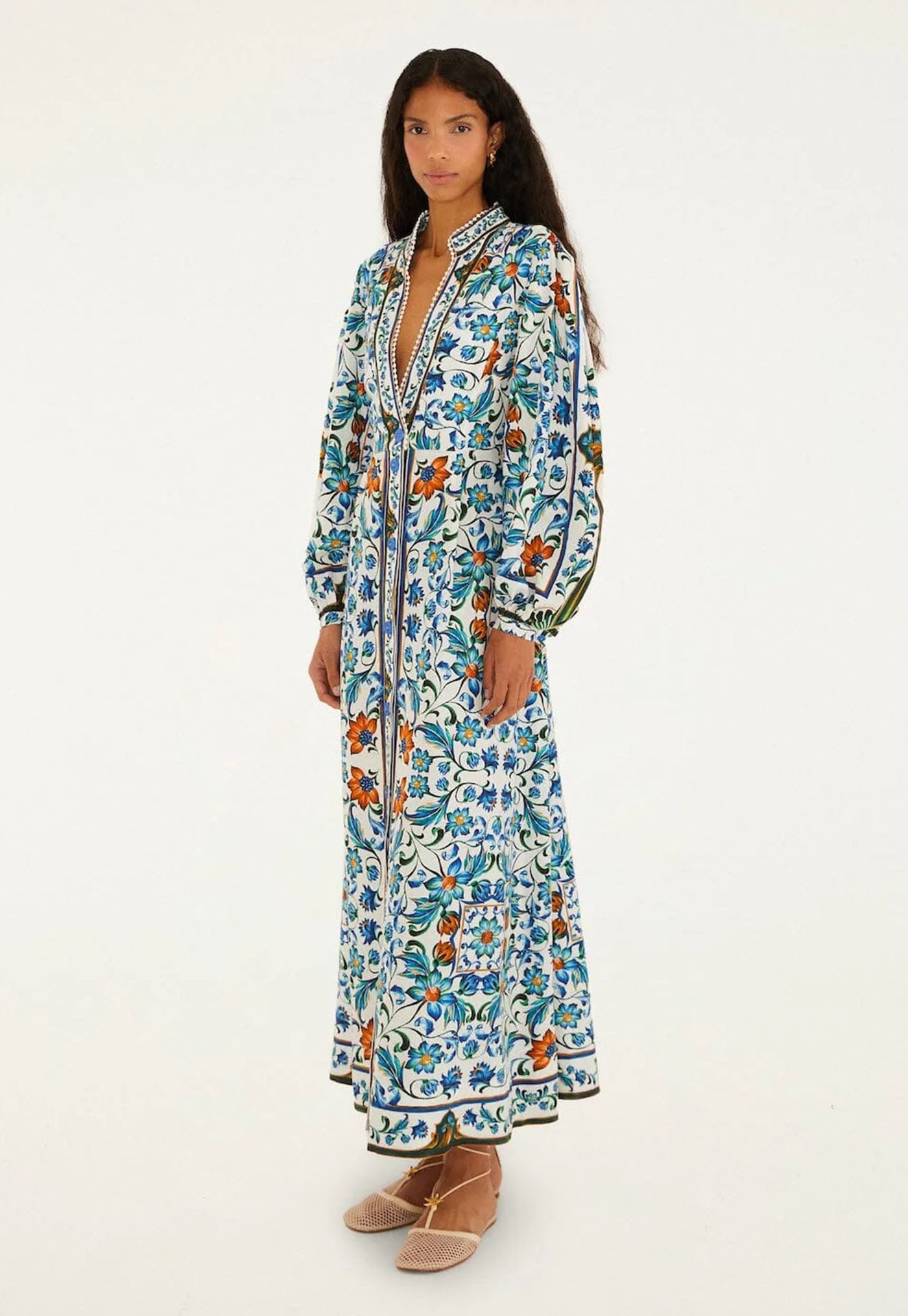 Flora Tile Maxi Dress - Off-White