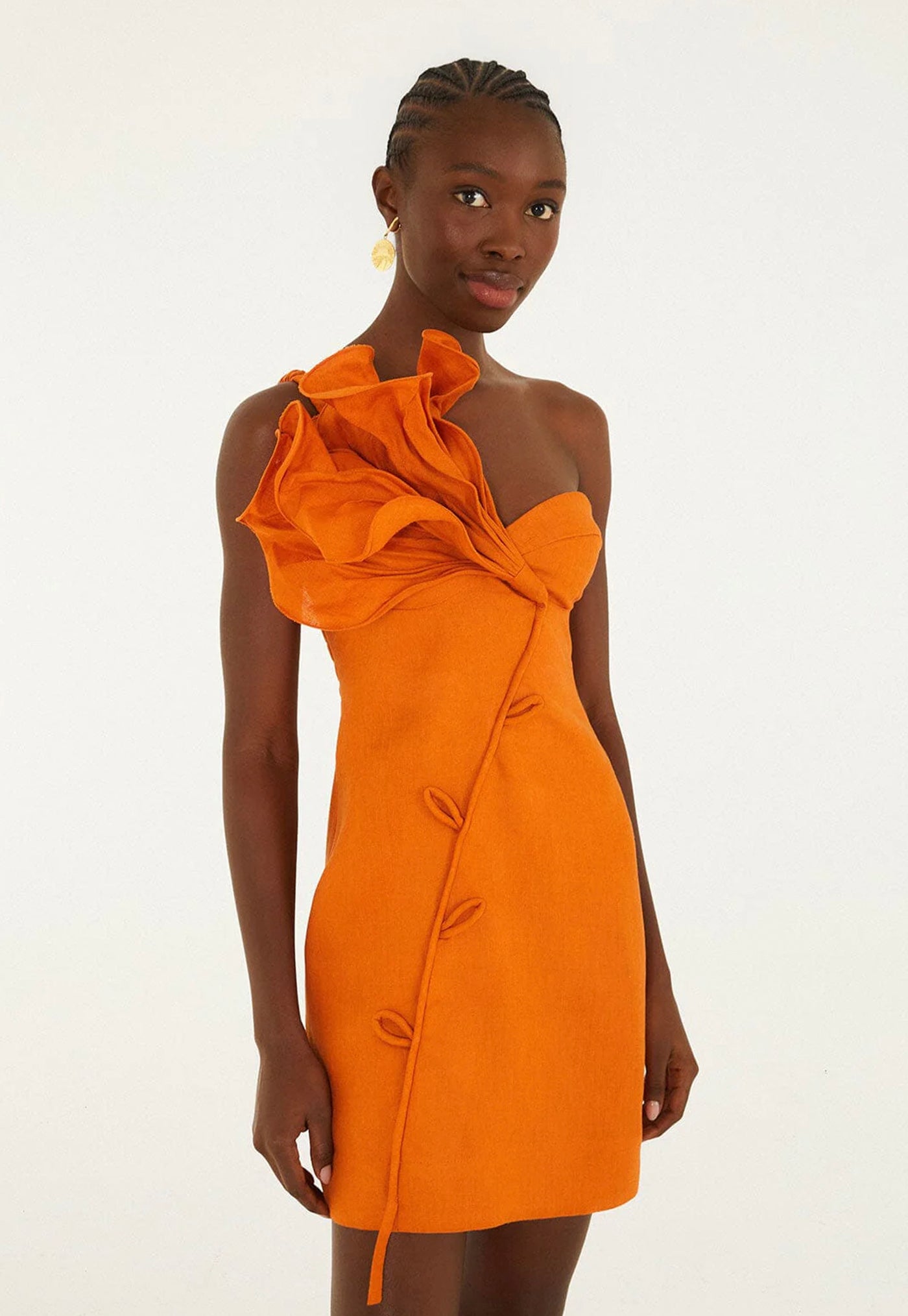 Flower Mini Dress - Orange