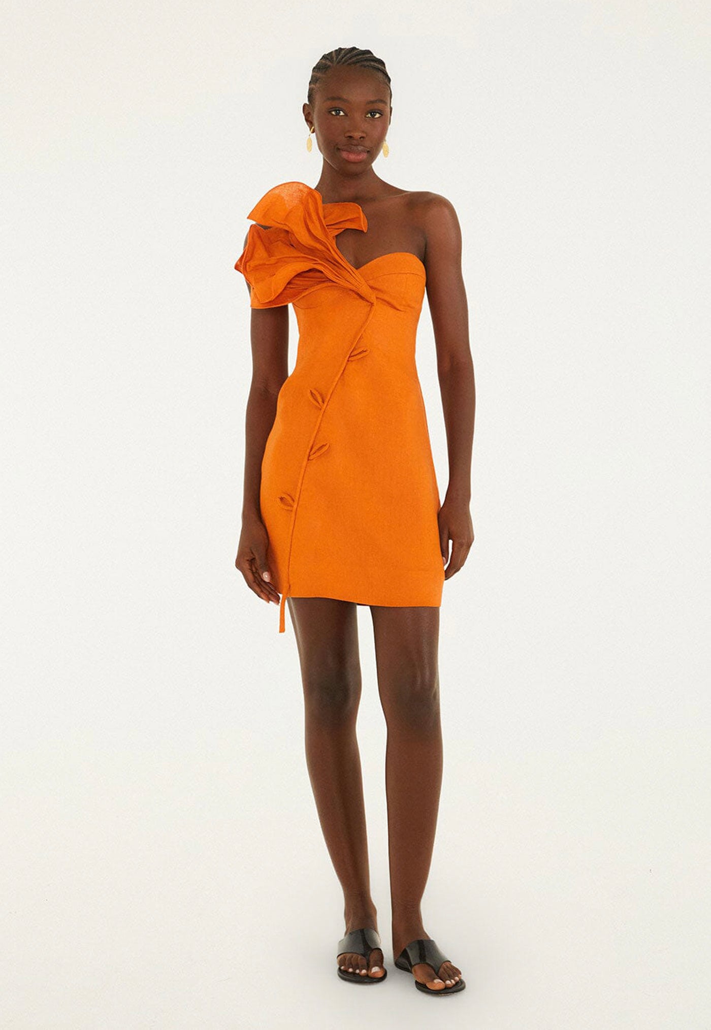 Flower Mini Dress - Orange