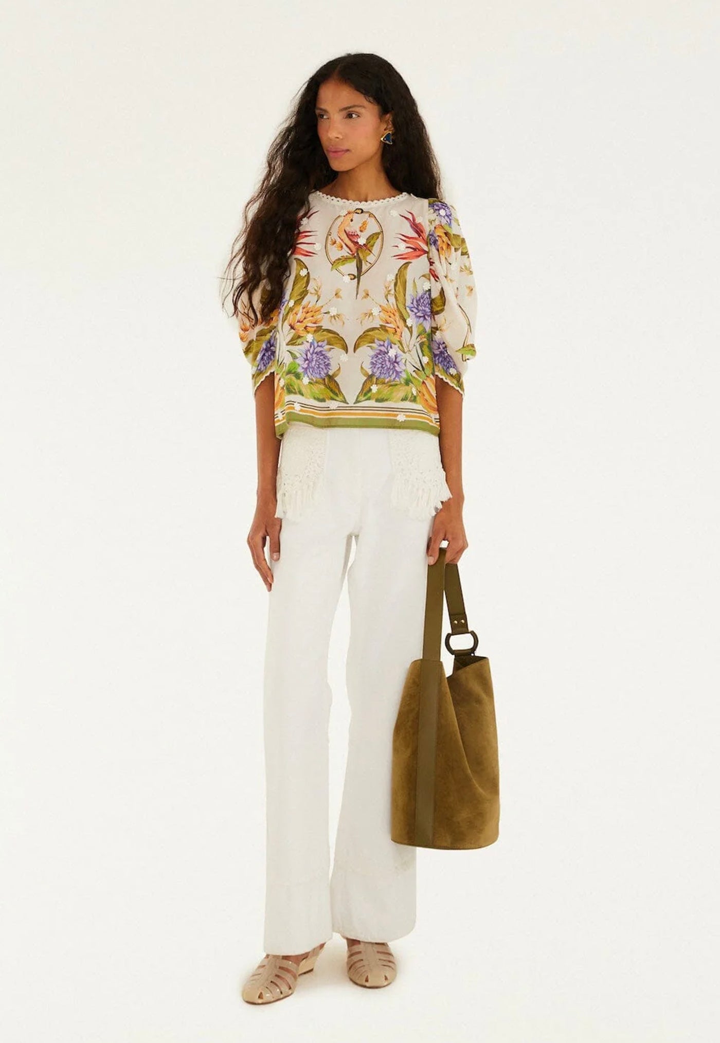 Tropical Scarf Sand Shirt - Green