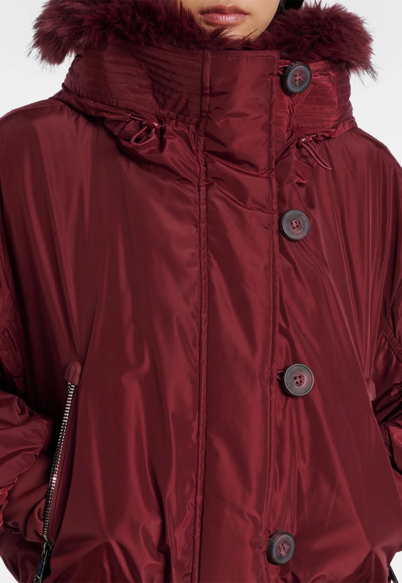Jeanne Ski Jacket Faux Border - Vino Rosso