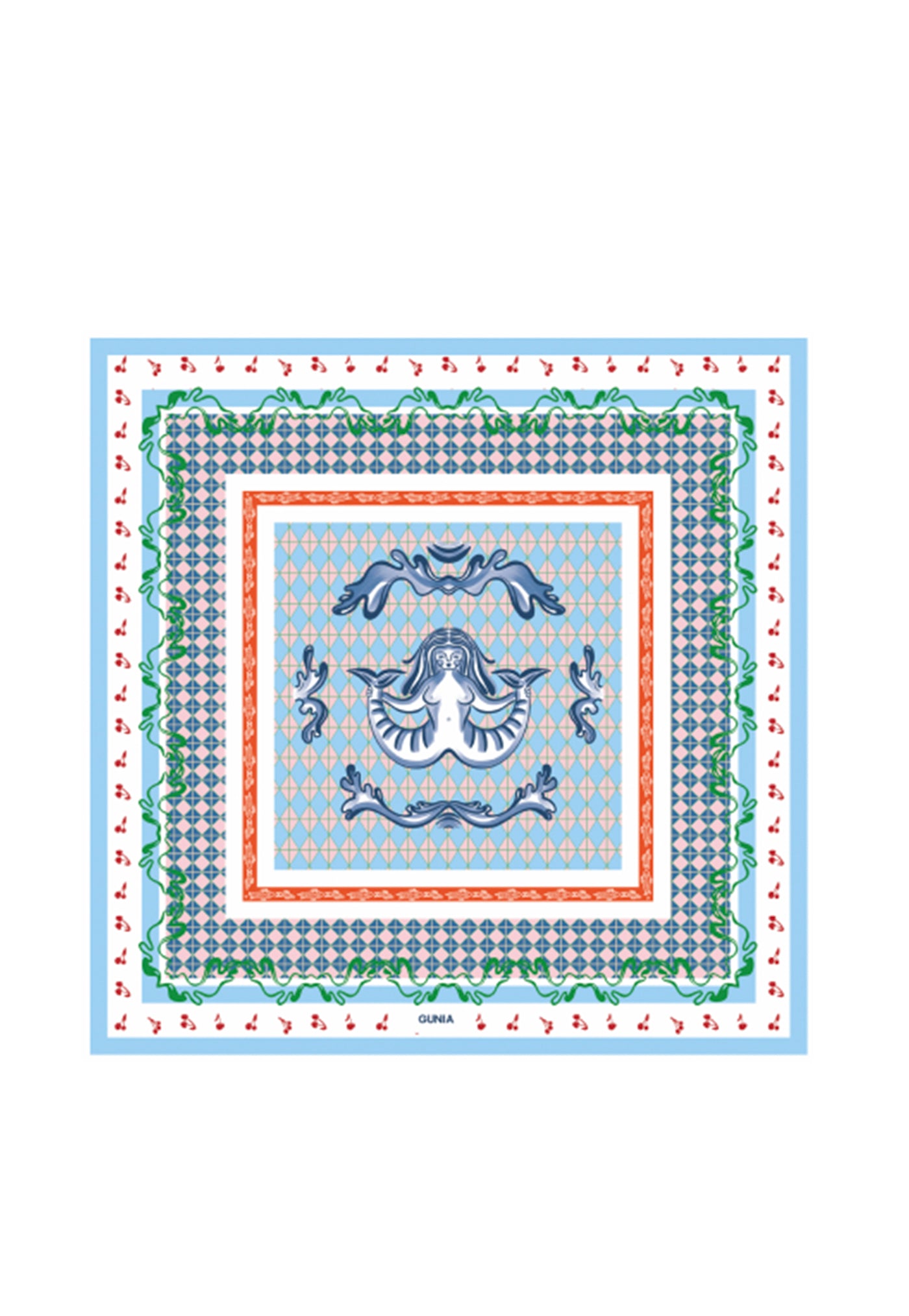 Silk Headscarf With a Siren - Multi