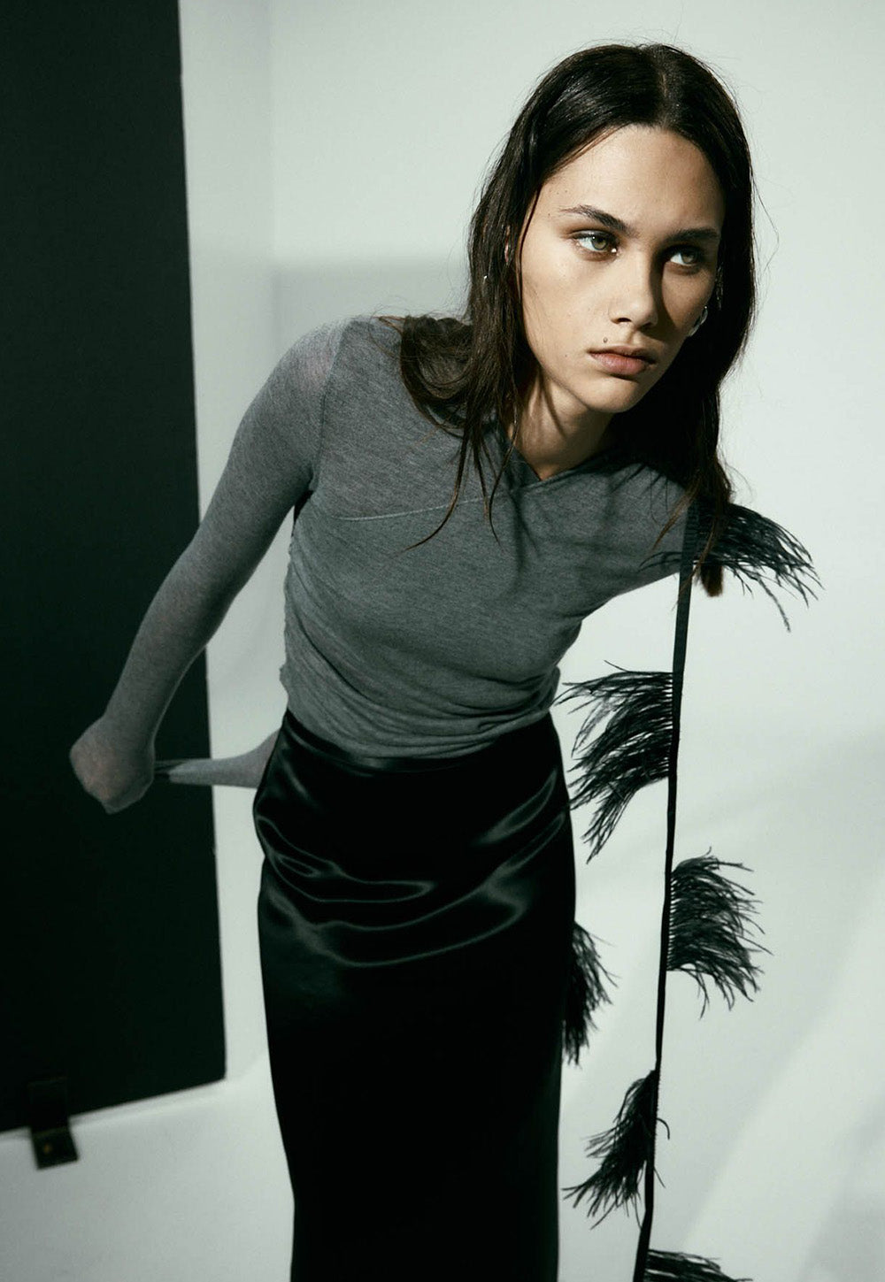 Rosie Wrap Knit Top - Cement