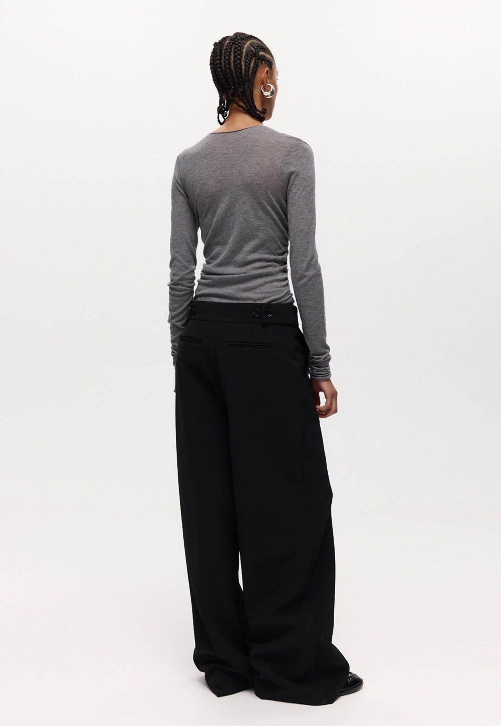 Rosie Wrap Knit Top - Cement