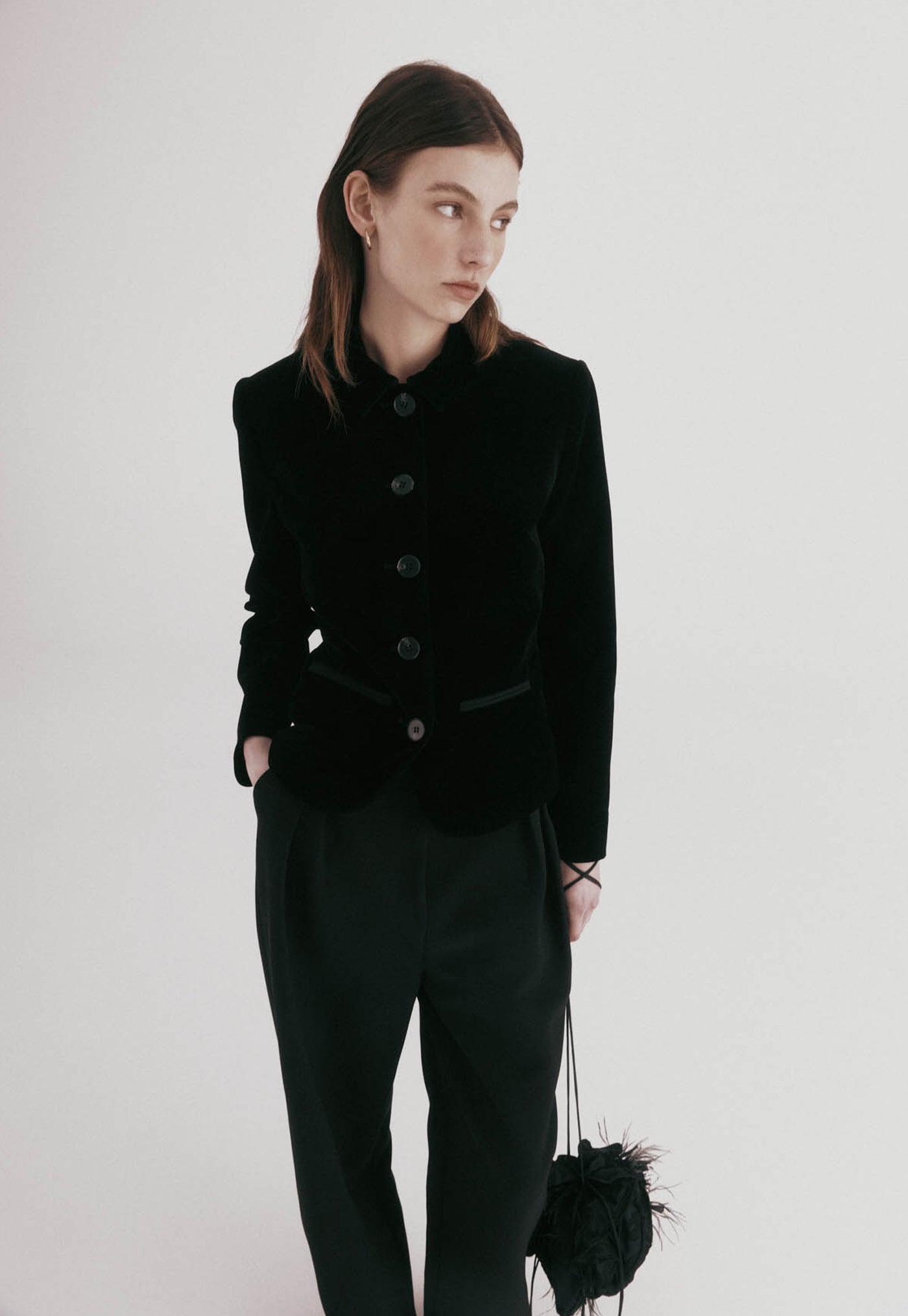 Bardot Blazer - Black Velvet