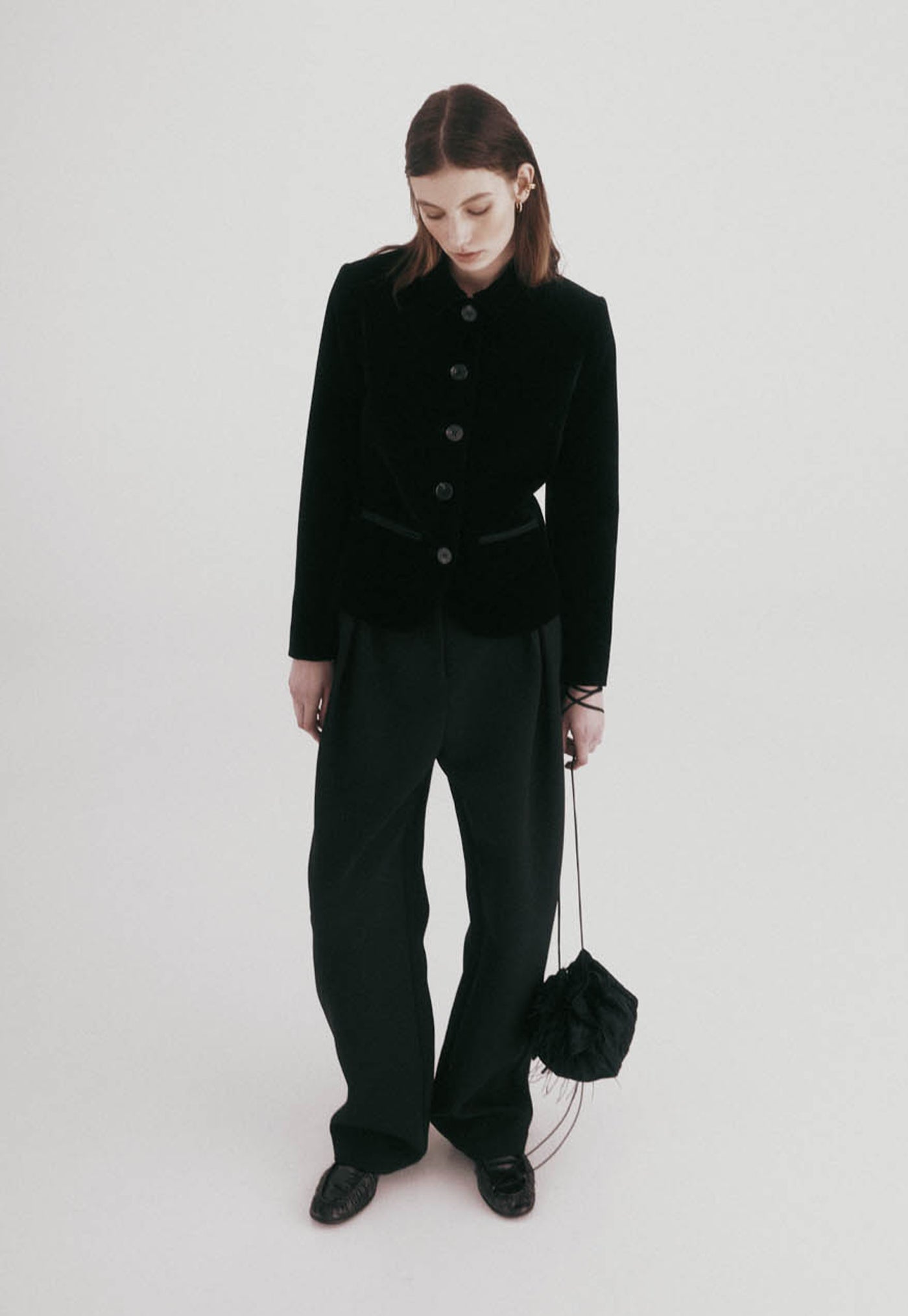 Bardot Blazer - Black Velvet