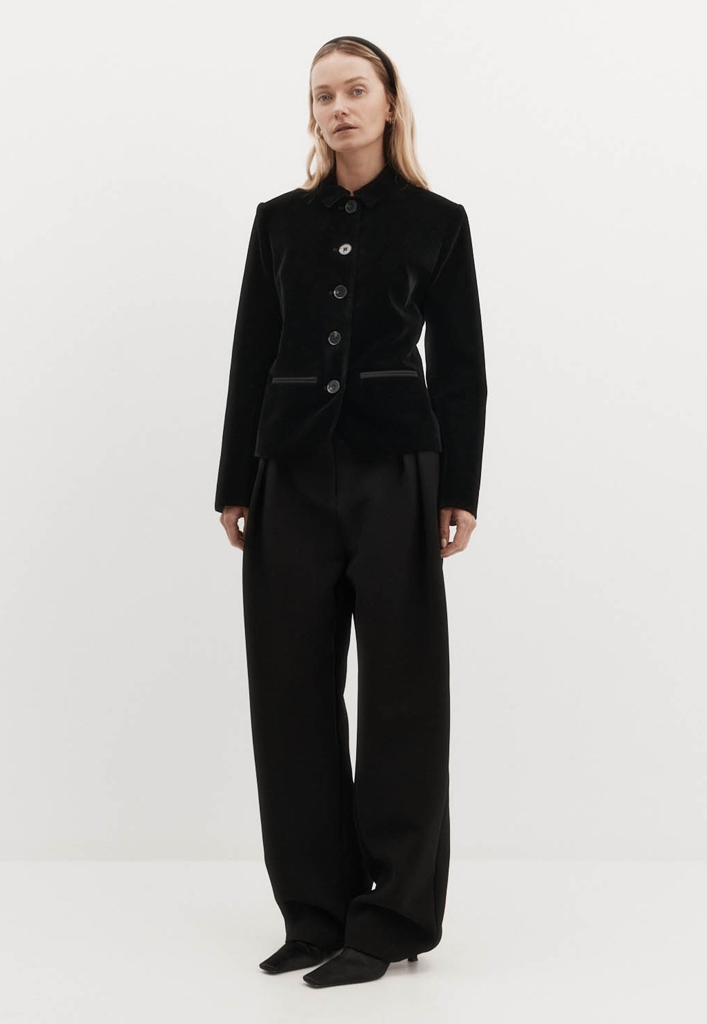 Bardot Blazer - Black Velvet