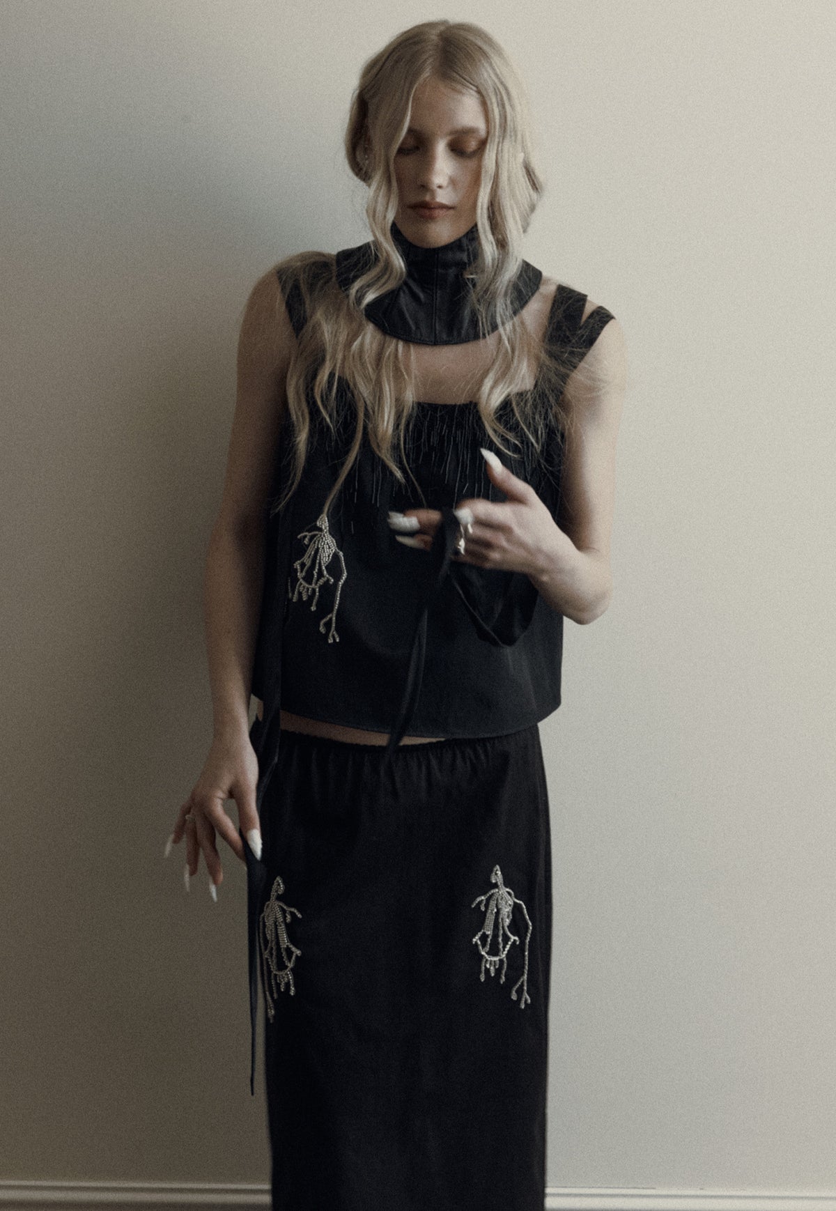 Camilla Skirt - Beaded Black