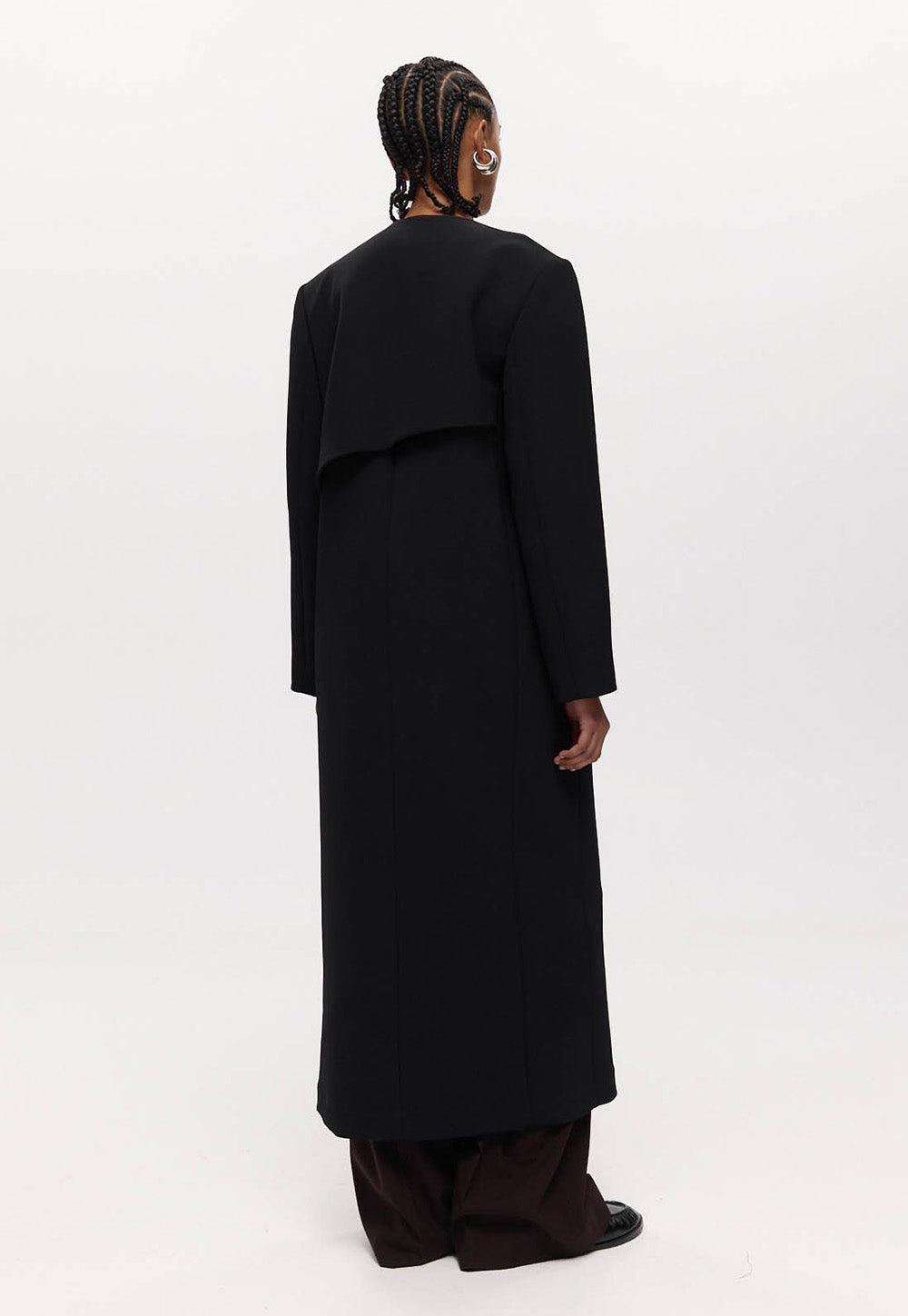 Roan Wrap Coat - Black Bonded Suiting