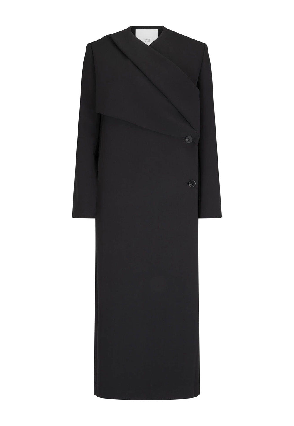 Roan Wrap Coat - Black Bonded Suiting