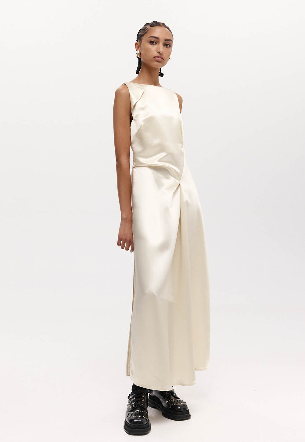 Shereen Dress - Ivory Satin