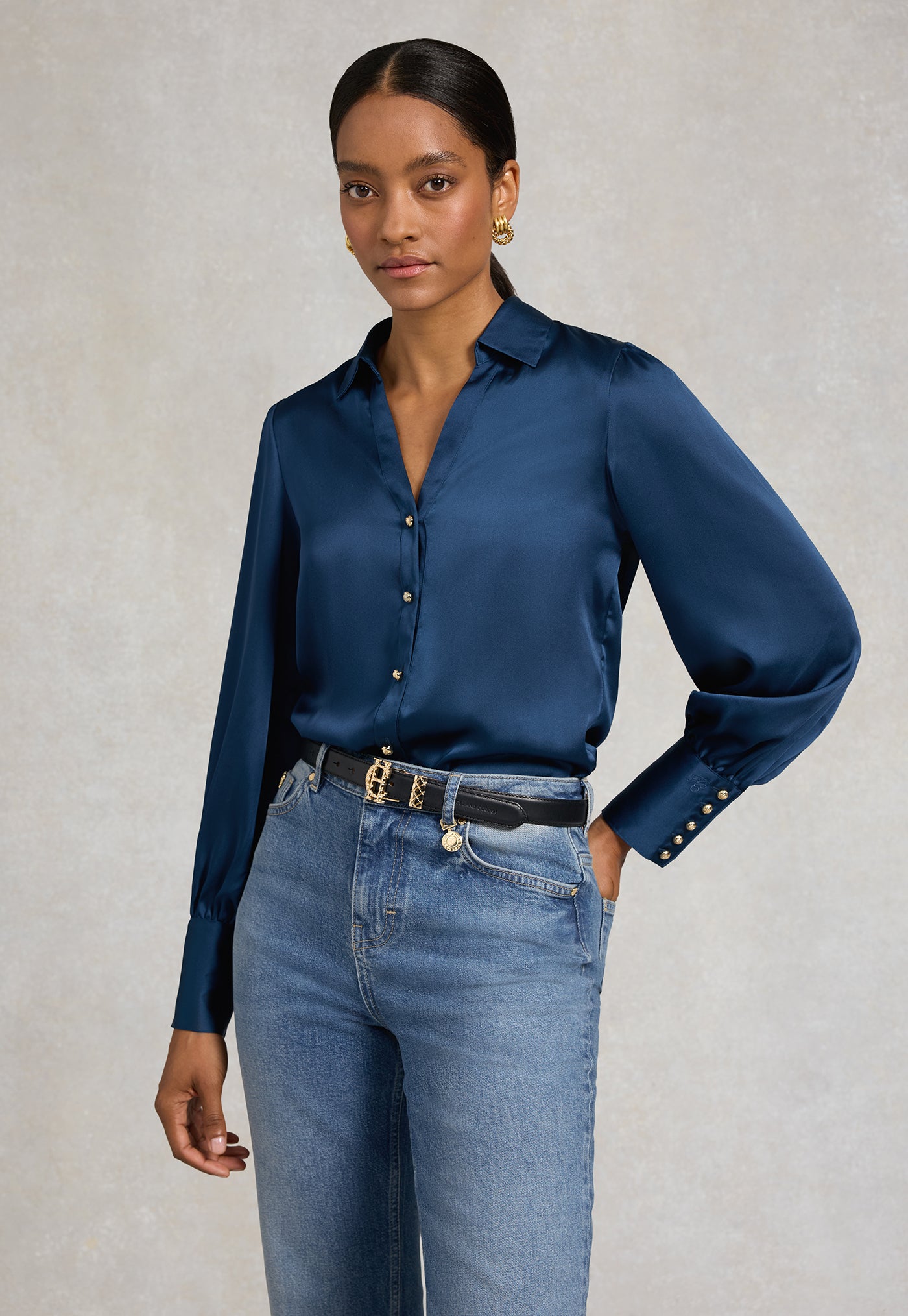 Annie V-Neck Shirt - Petrol