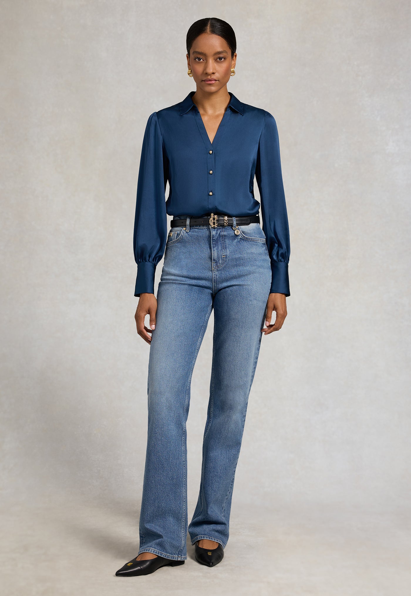 Annie V-Neck Shirt - Petrol