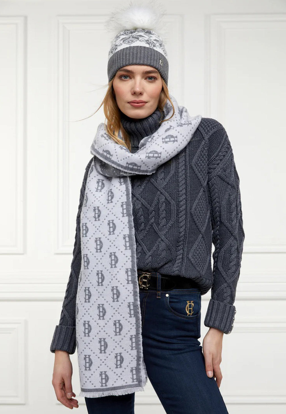 Beatrice Bobble Hat - Grey Marl Cream